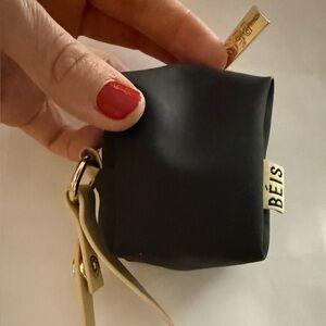 BEIS rare black & cream mini micro diaper bag pouch & wristlet